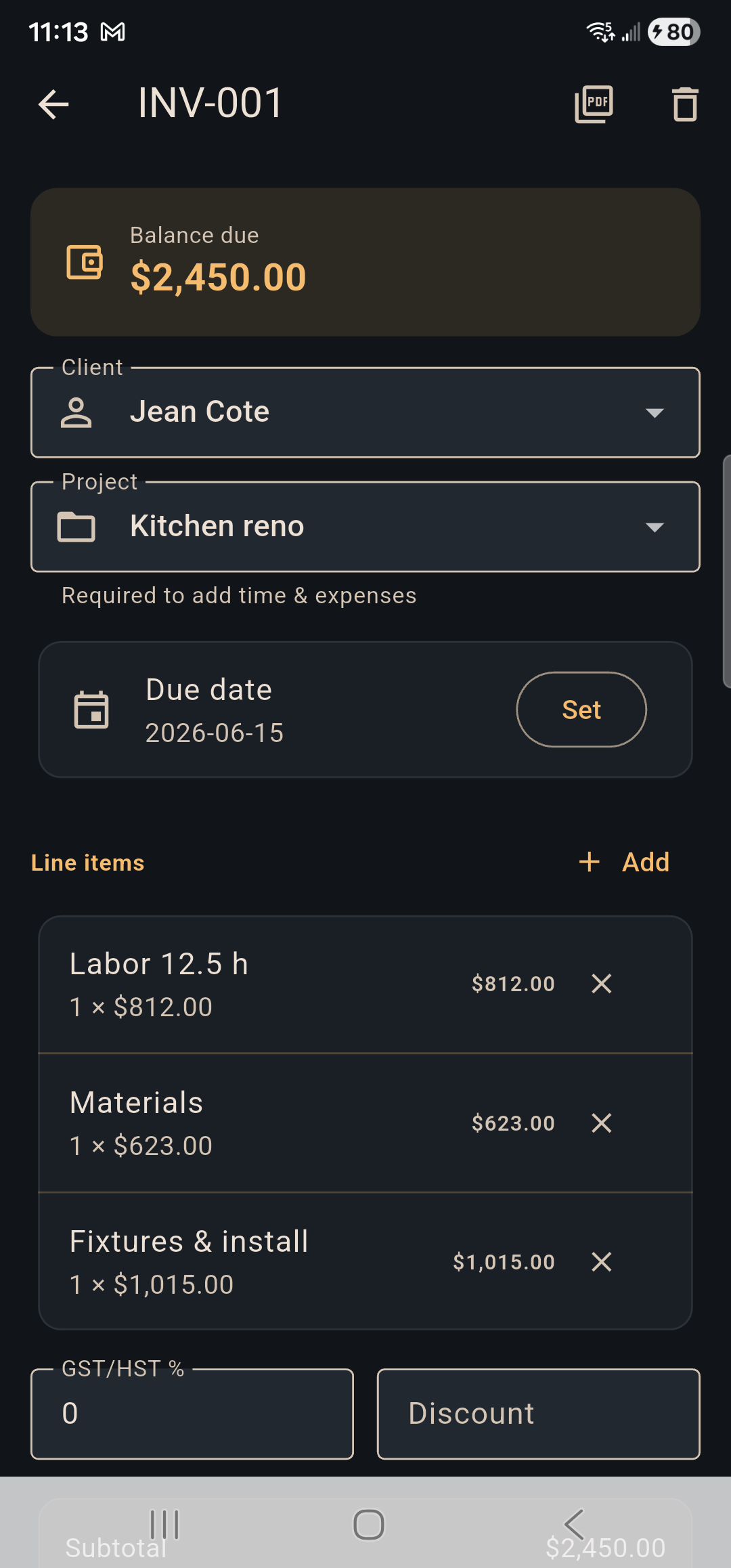 TradePro — Invoice